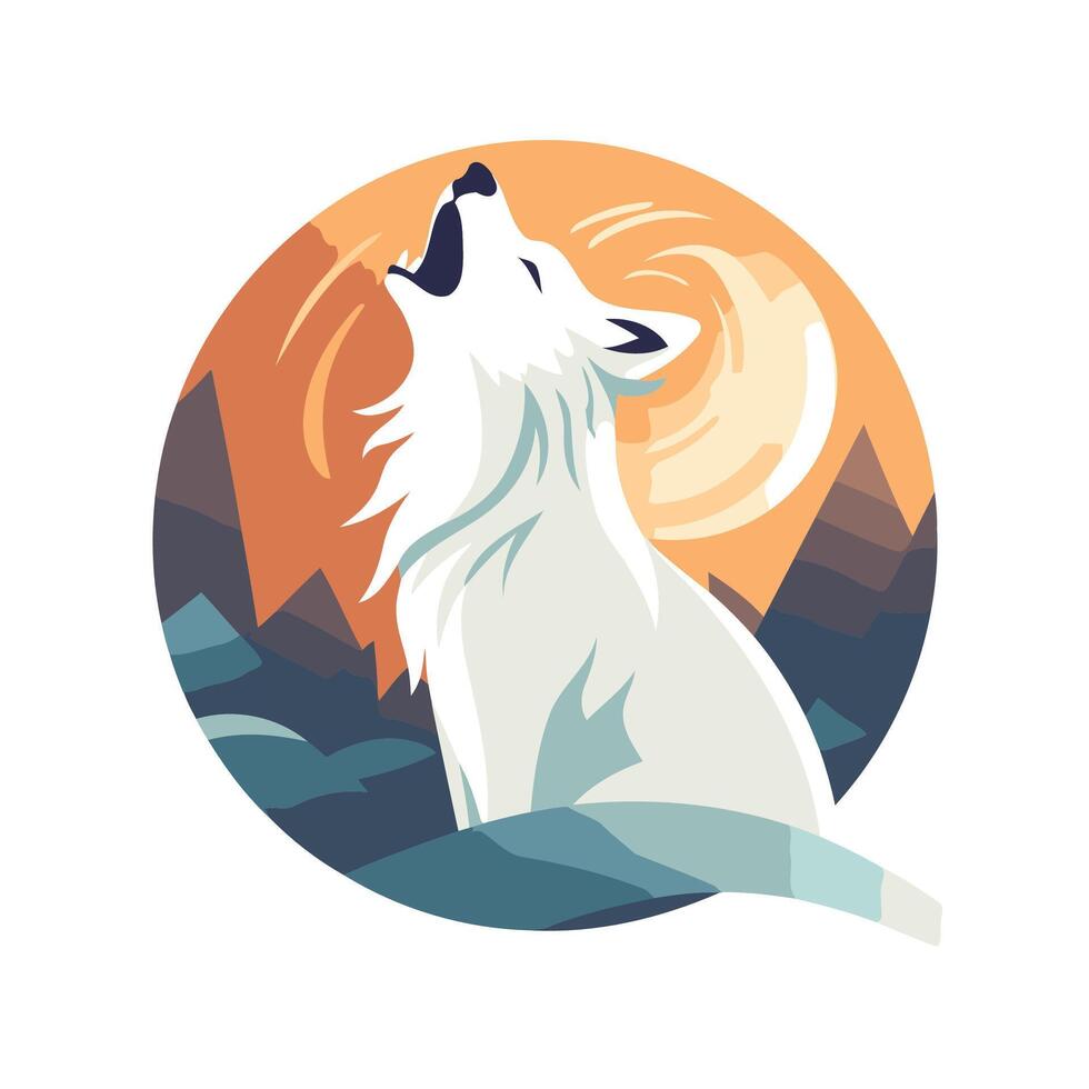 Howling wolf illustration vector