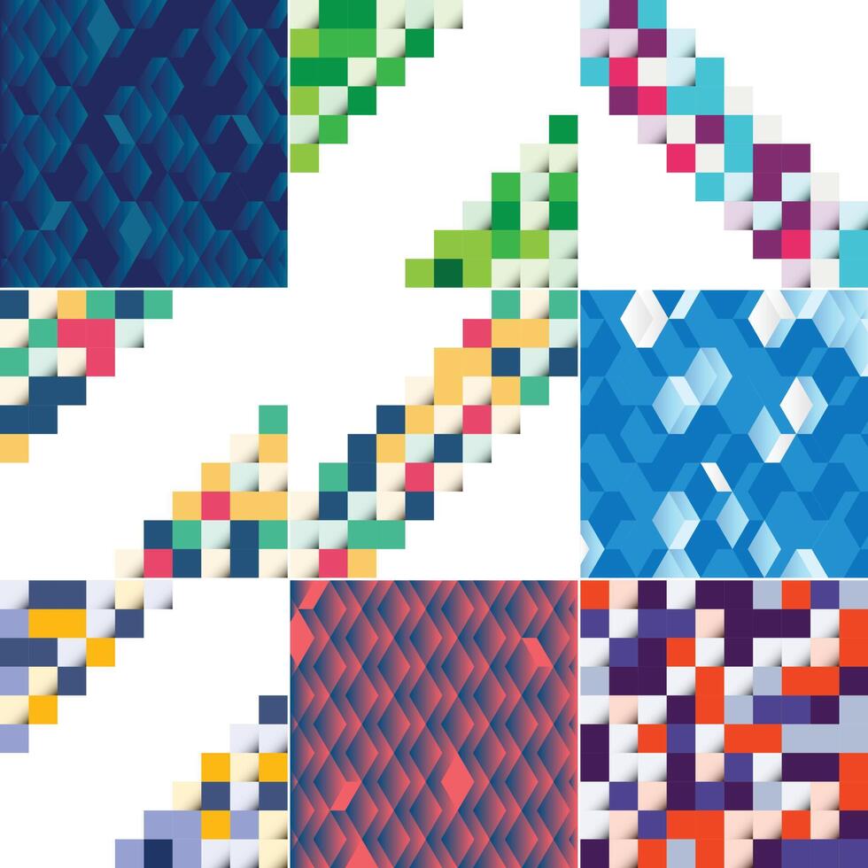 A set of colorful geometric patterns vector