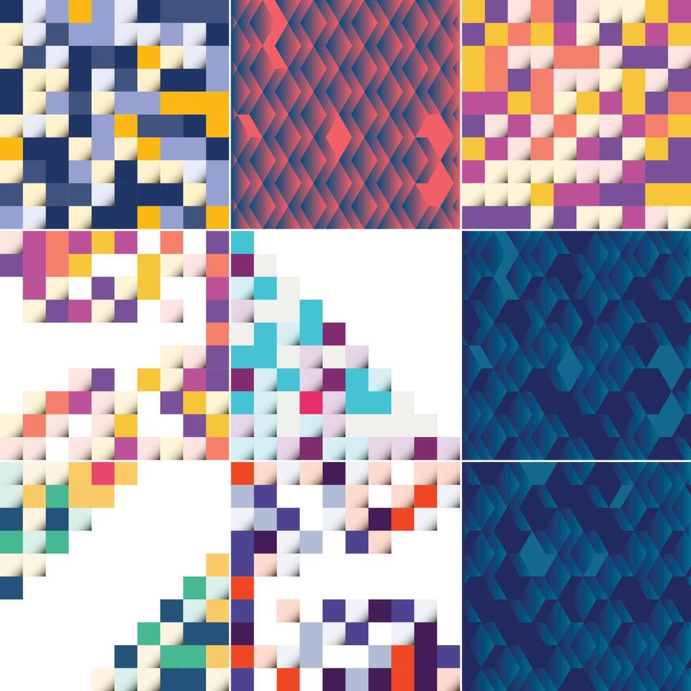A set of colorful geometric patterns vector