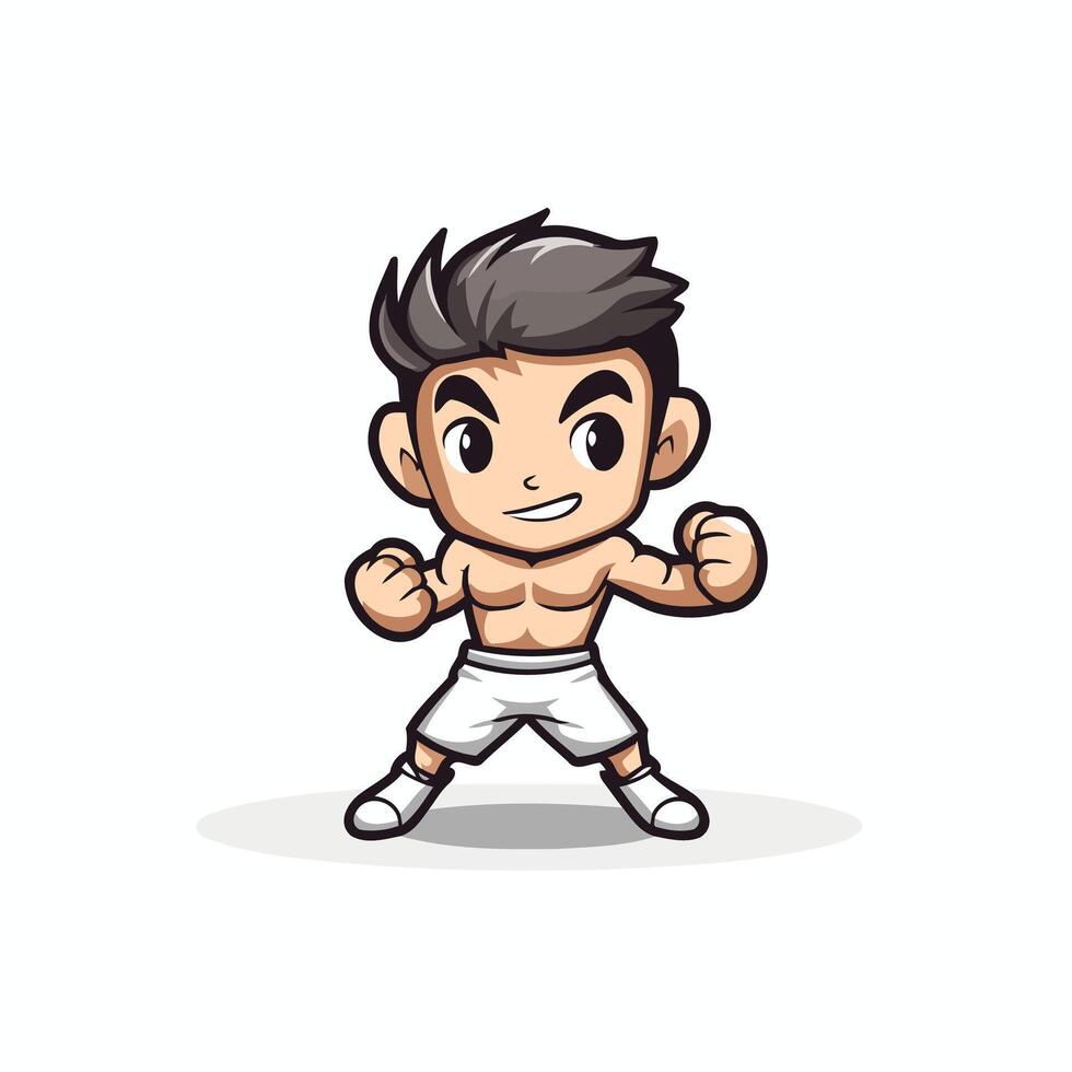 A cartoon character of a man in boxing gear vector