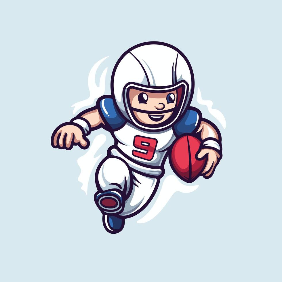 American football player running with ball illustration vector
