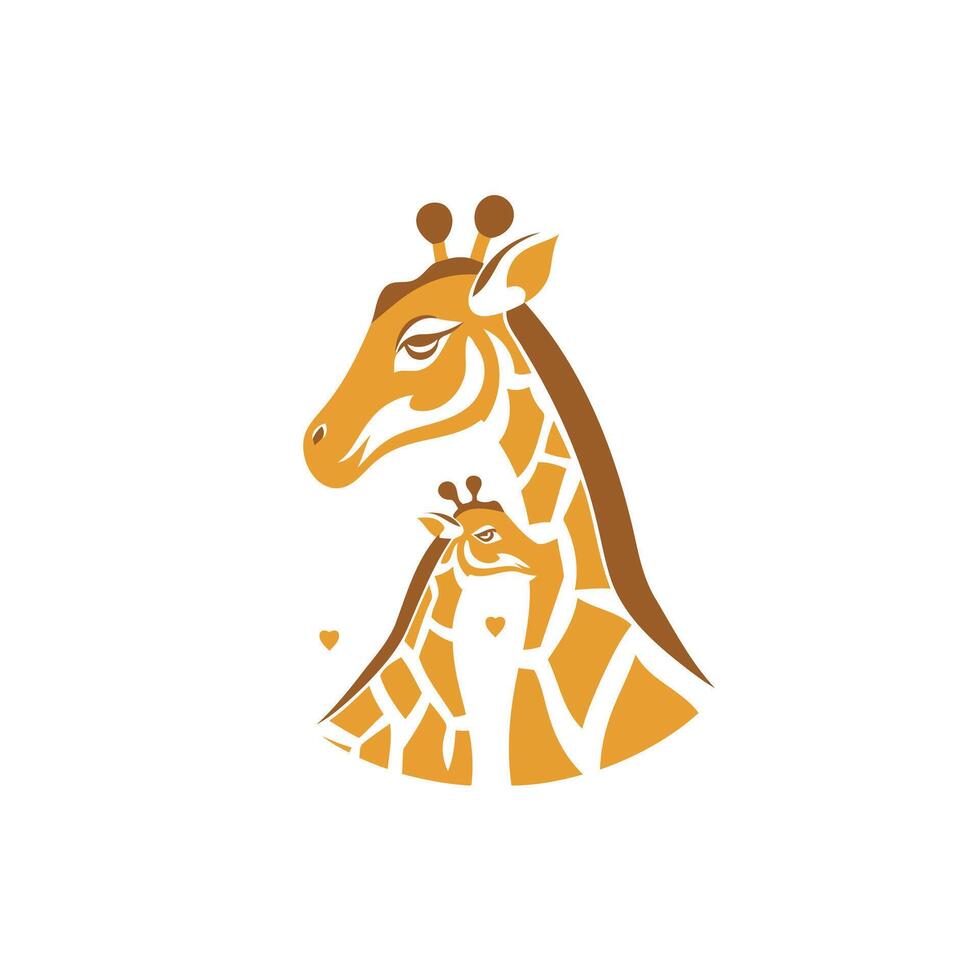 Giraffe and baby logo design vector