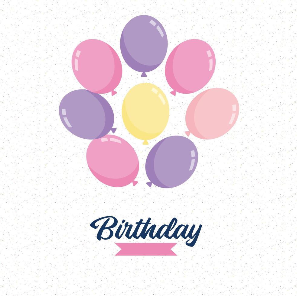 Birthday card with balloons illustration vector
