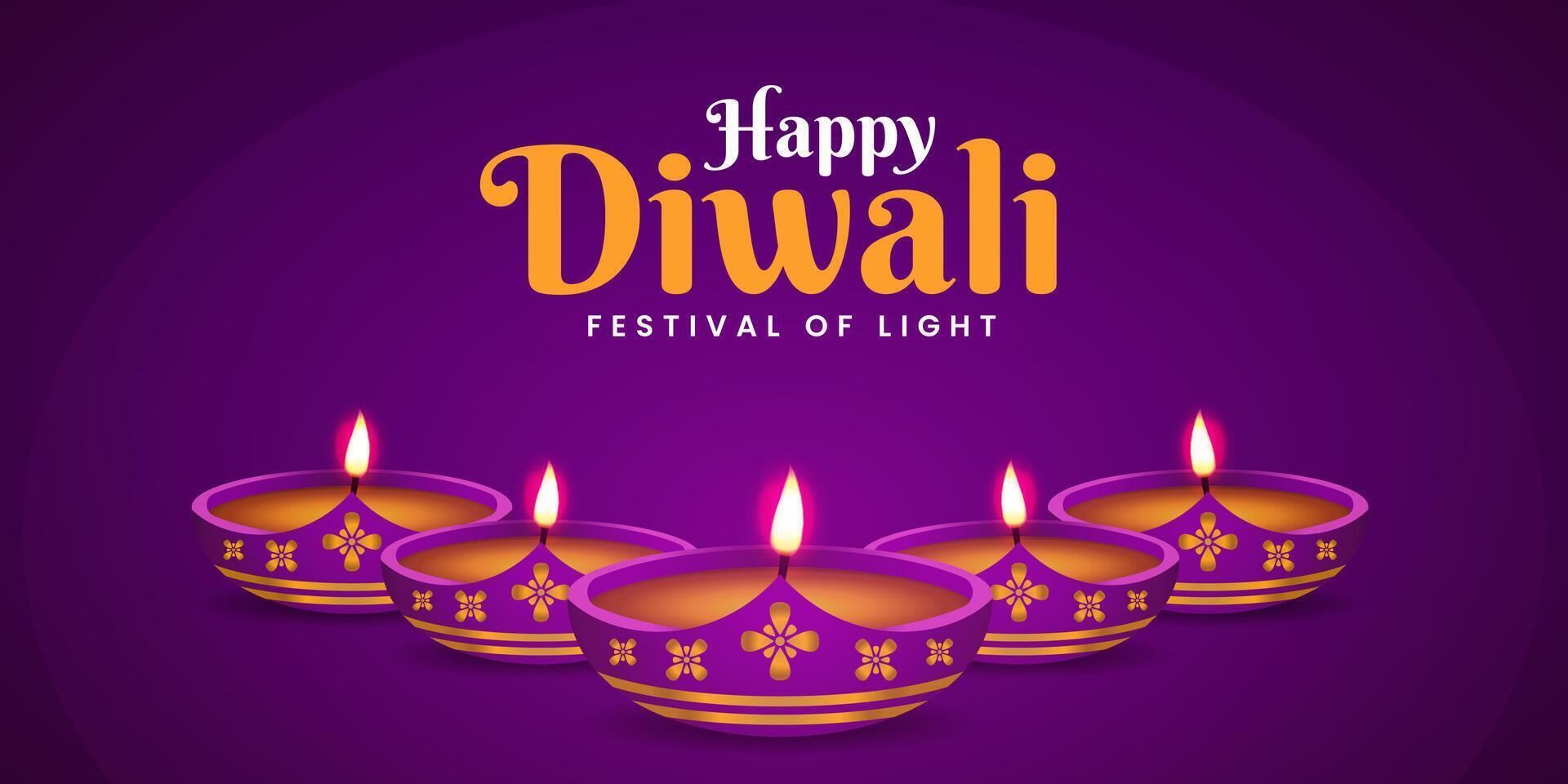 Happy Diwali Festival Of Lights Banner Celebration Background with copy space area vector
