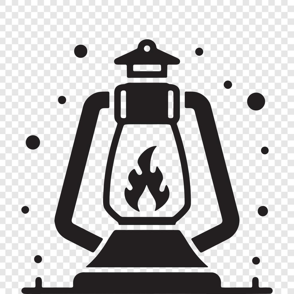 A black and white illustration of a lantern on a table vector