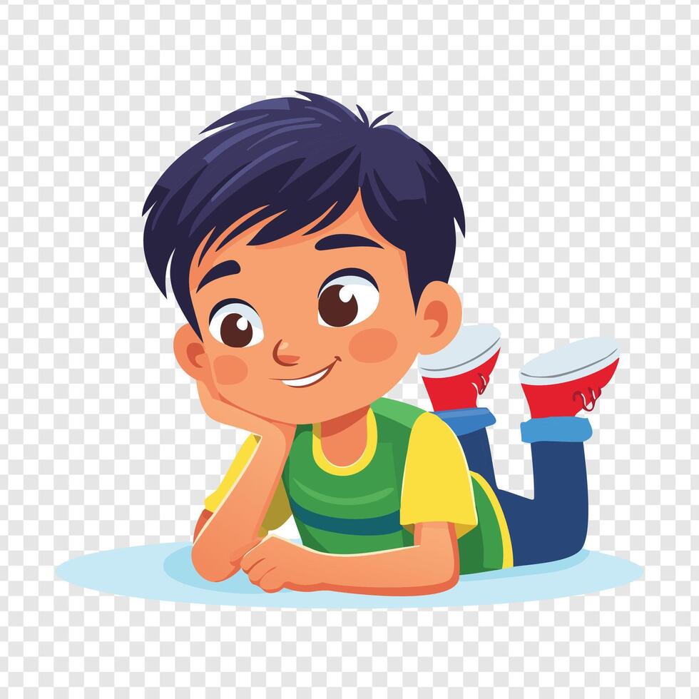 Cartoon boy lying on the floor, clipart vector