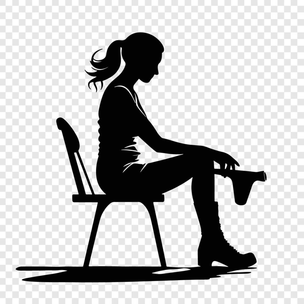 A silhouette of a woman sitting on a chair vector