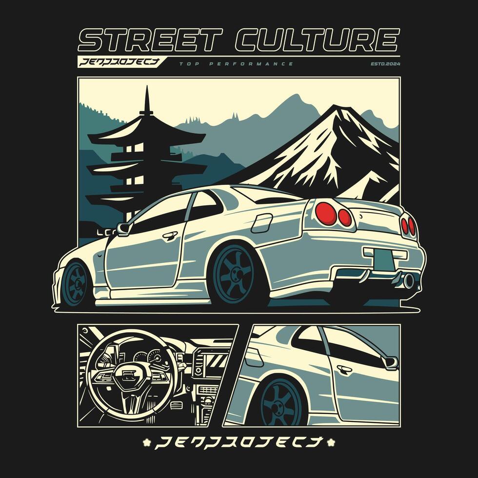 car design illustration, street culture vector