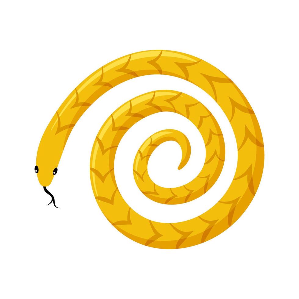 Yellow exotic tropical snake. Cartoon flat illustration vector