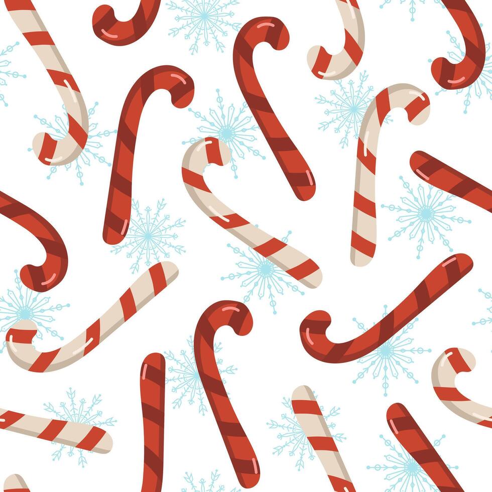 seamless pattern with lollipops and snowflakes on a white background. New Year sweets. Winter sale concept. Drawing for wallpaper, packaging and paper. vector