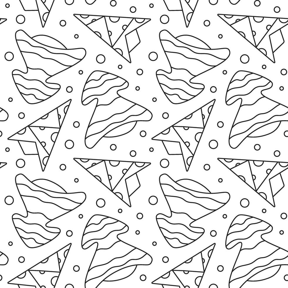 Seamless pattern with Christmas tree in doodle style. Geometric trees with snow for New Year and Christmas. Holiday background. vector