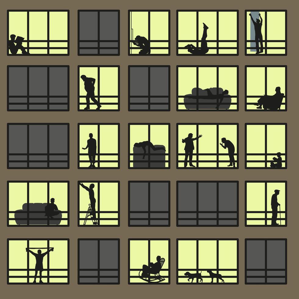 City window at night. vector