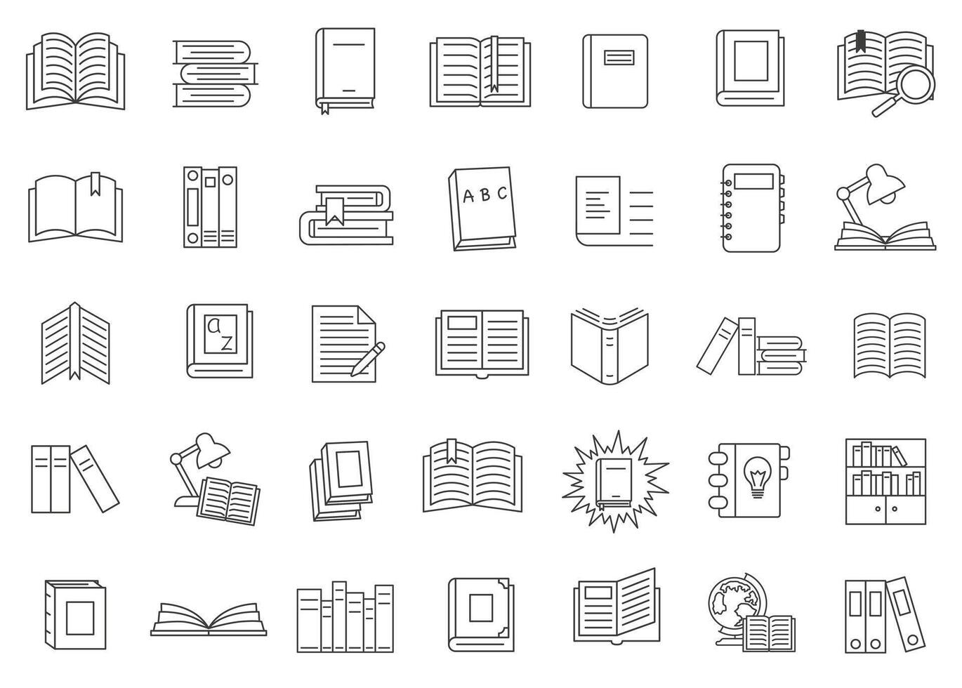 Library. Icons of textbooks for learning. vector
