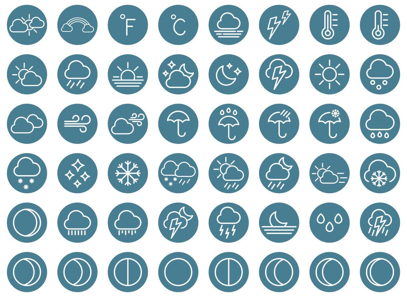 Set of weather icons in linear style. vector