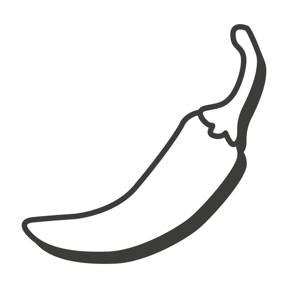 Chili pepper in a thin line. Chili pepper icon. Chili pepper with shadow. vector