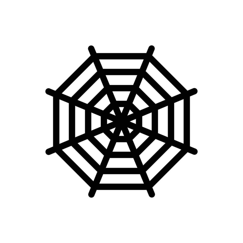 Black and White spider web icon in flat style vector