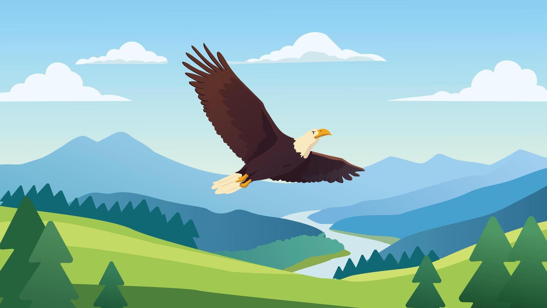 Flying Eagle in the sky vector