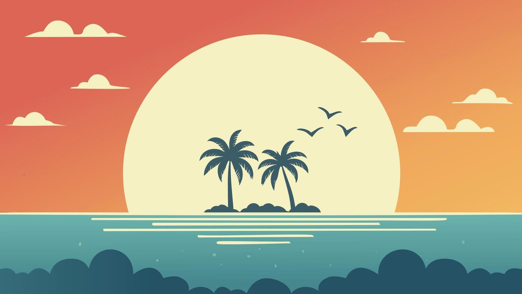 Beach sunset island vector