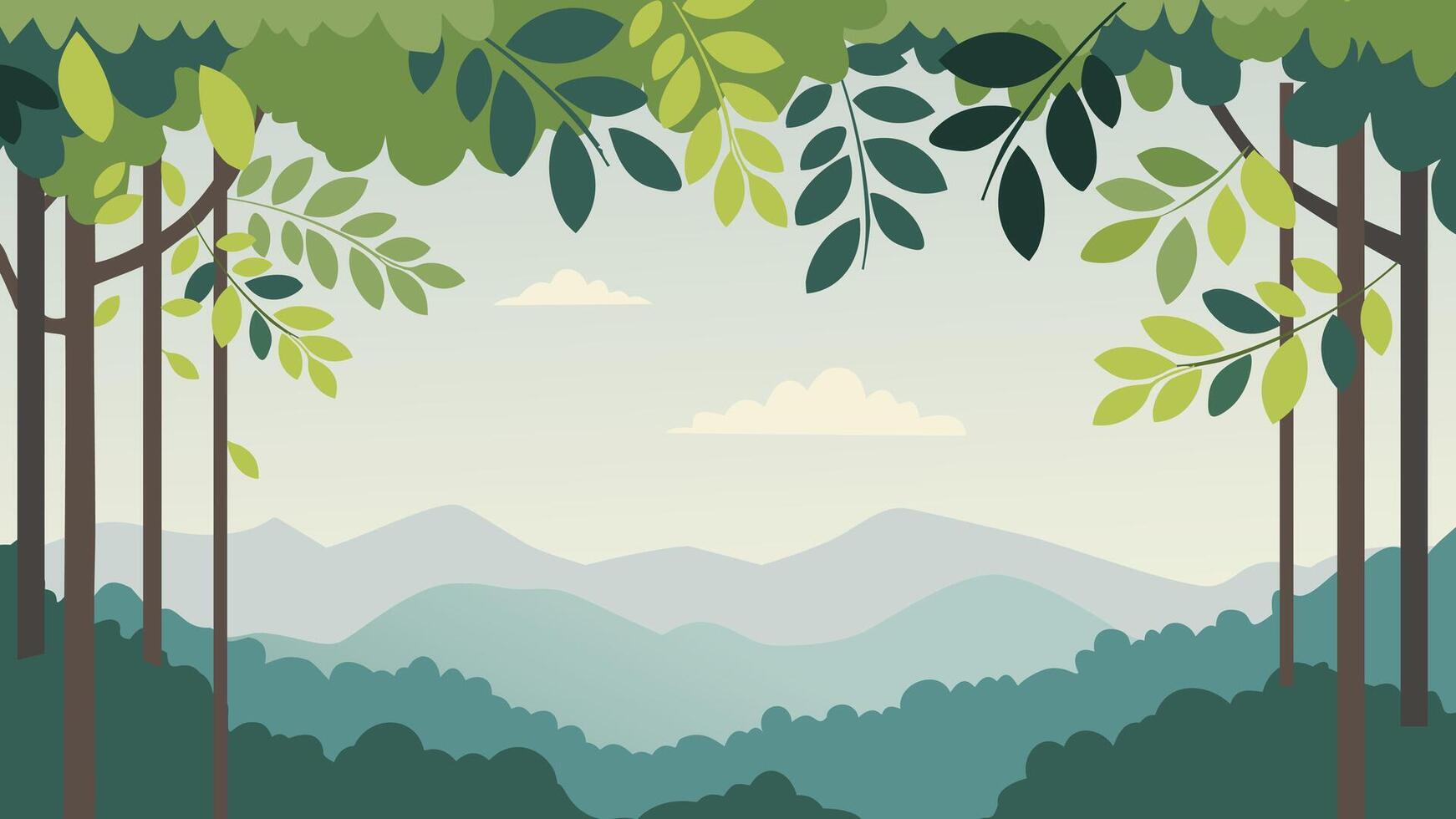 Forest trees and mountains vector