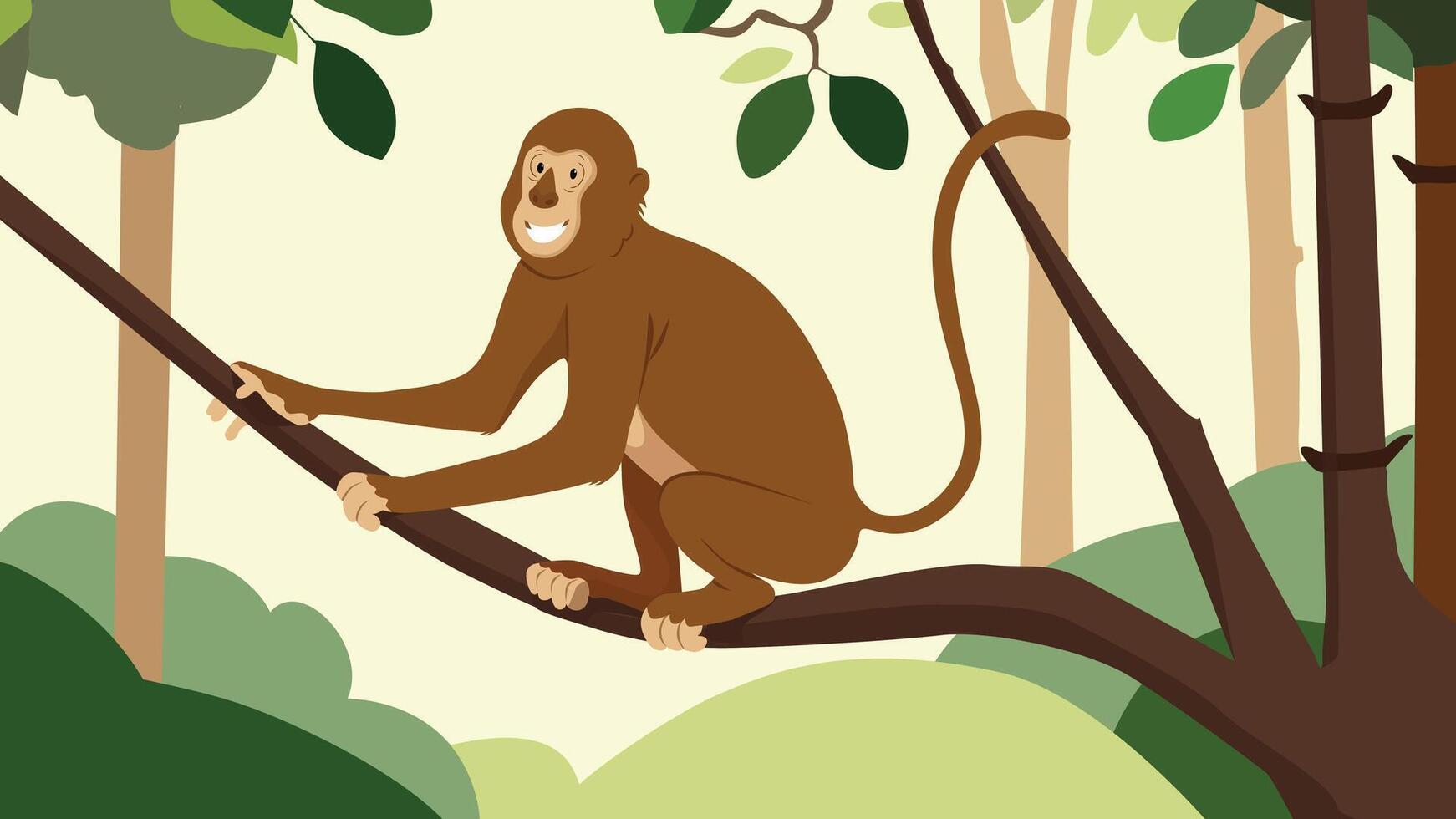 Monkey seating on branch vector