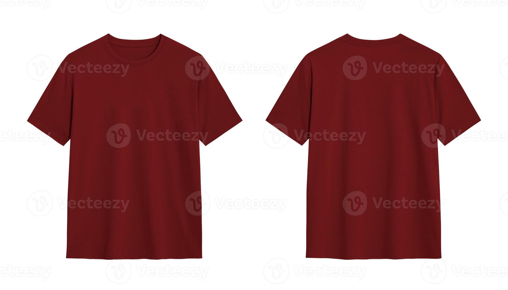 Two maroon t shirts mockup for design and branding. photo