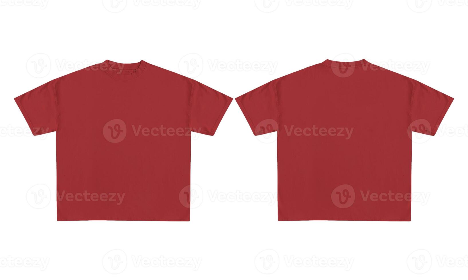 Blank red t shirt mockup template. Front and back view, isolated on white background photo