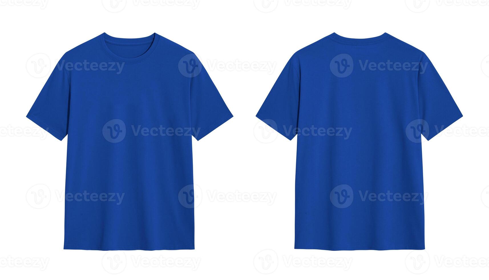 Blank blue t shirt mockup front and back view photo