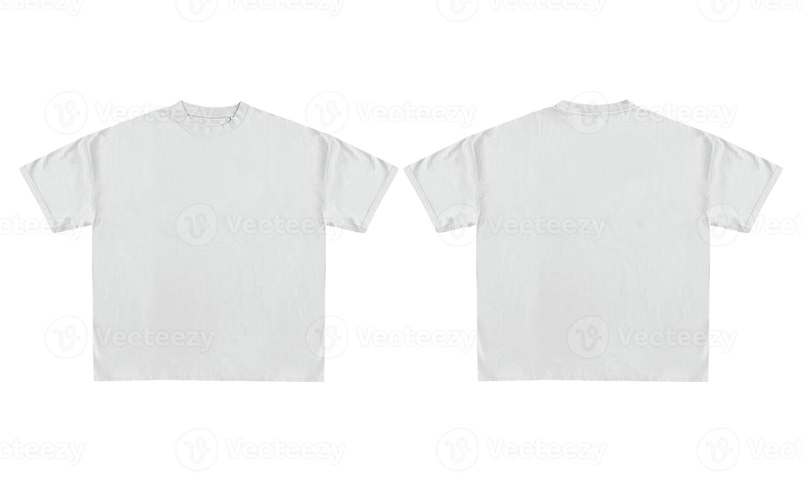 white T shirt mock up showcasing both front and back views. Ideal for showcasing designs and patterns in a professional manner. photo