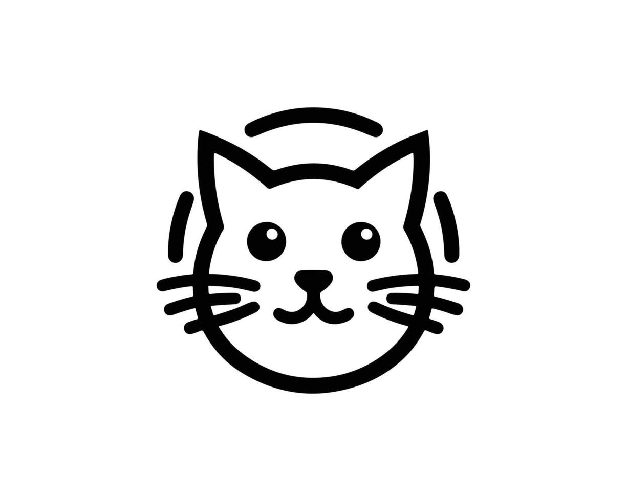 black and white cat icon on a white background vector