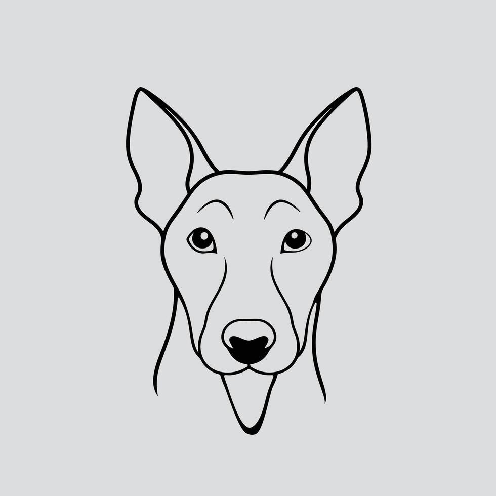 Dog Head Line Art Front Elevation vector