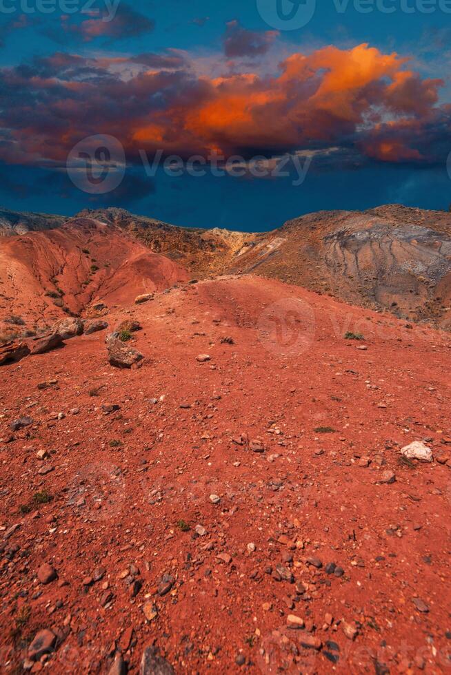 Marte paisaje con puesta de sol foto
