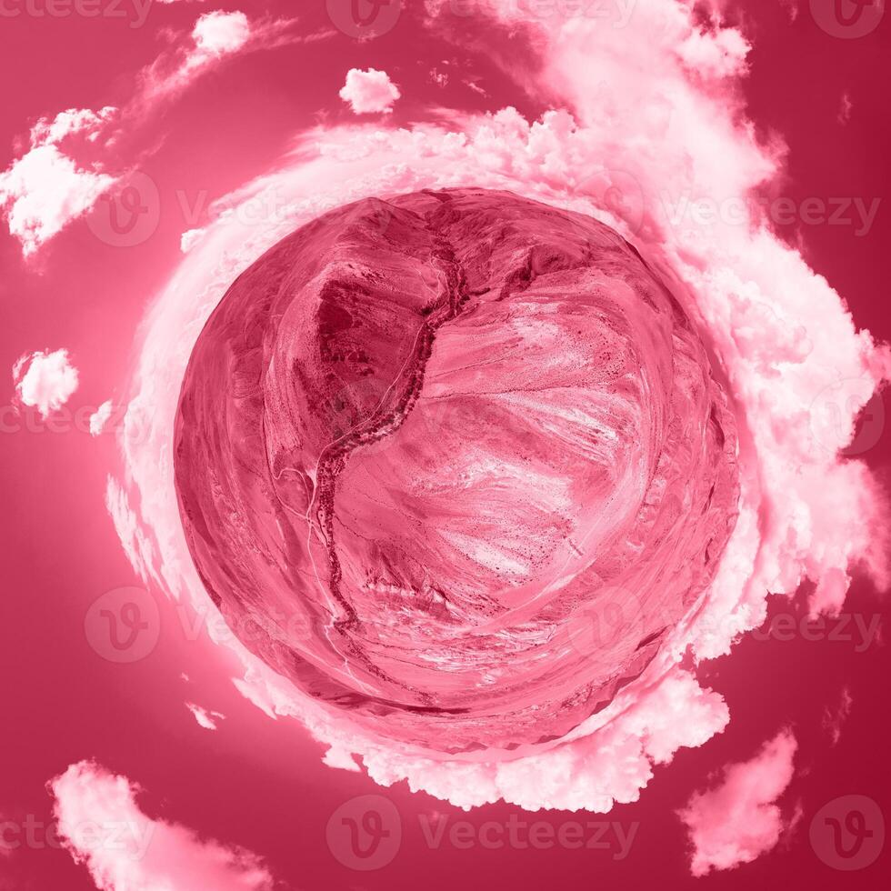Little planet transformation of spherical panorama 360 degrees of Altai Mars photo