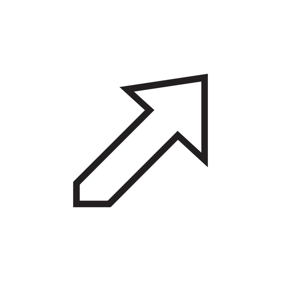 A black and white line drawing of an arrow pointing down vector