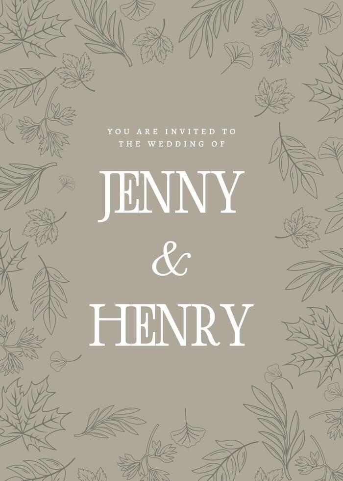 Fall Leaves Wedding Invitation Card template