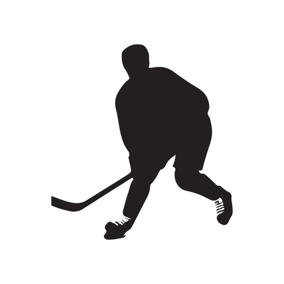 Silhouette of a hockey player with the puck vector