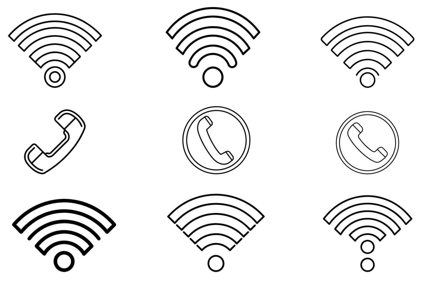 wifi and phone icon set vector