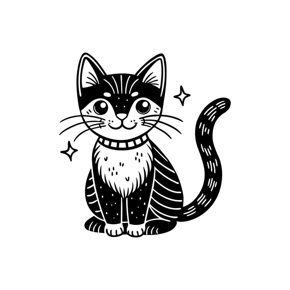 lady black cat vector