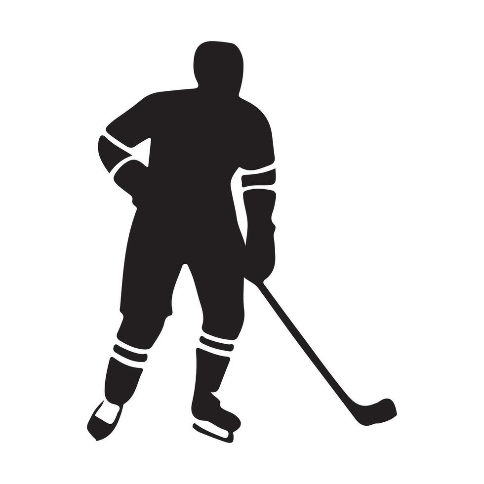 Hockey player silhouette on white background vector