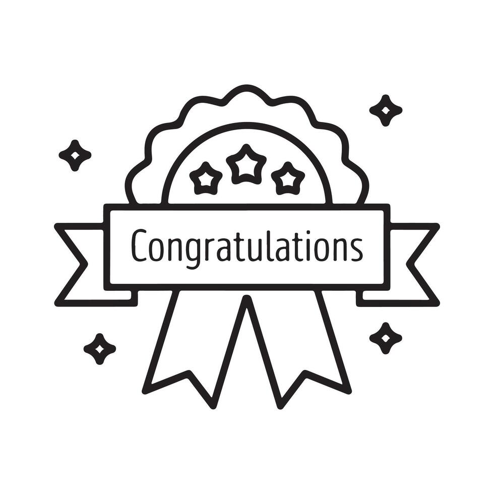 Congratulationss ribbon icon with stars and stars vector