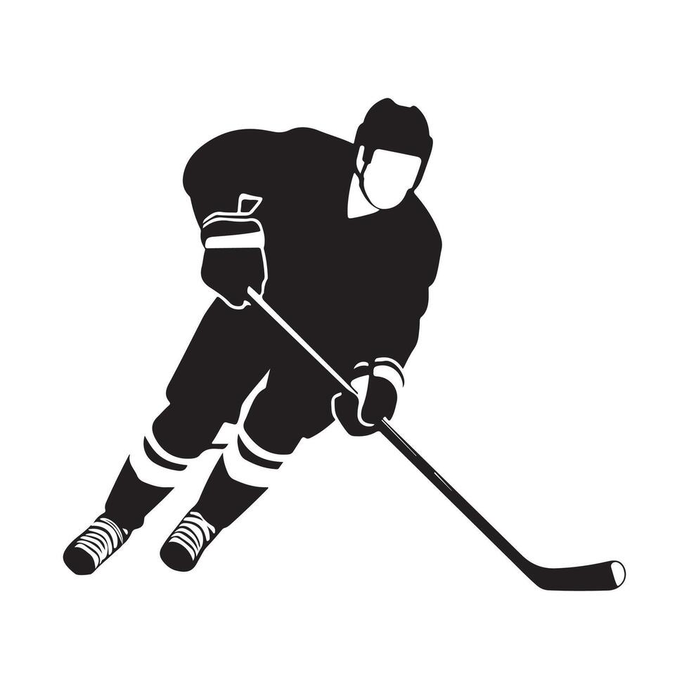 Hockey player silhouette on white background vector