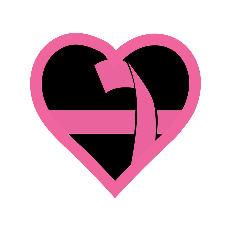 A pink ribbon in a heart shape vector