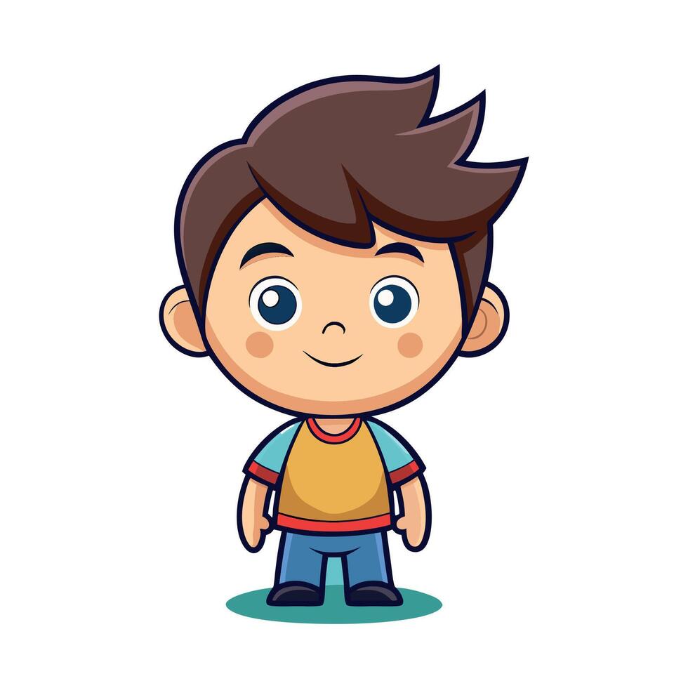 Cartoon boy with brown hair and blue eyes vector
