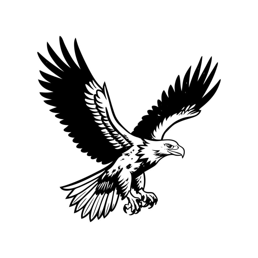 flying bald eagle vector