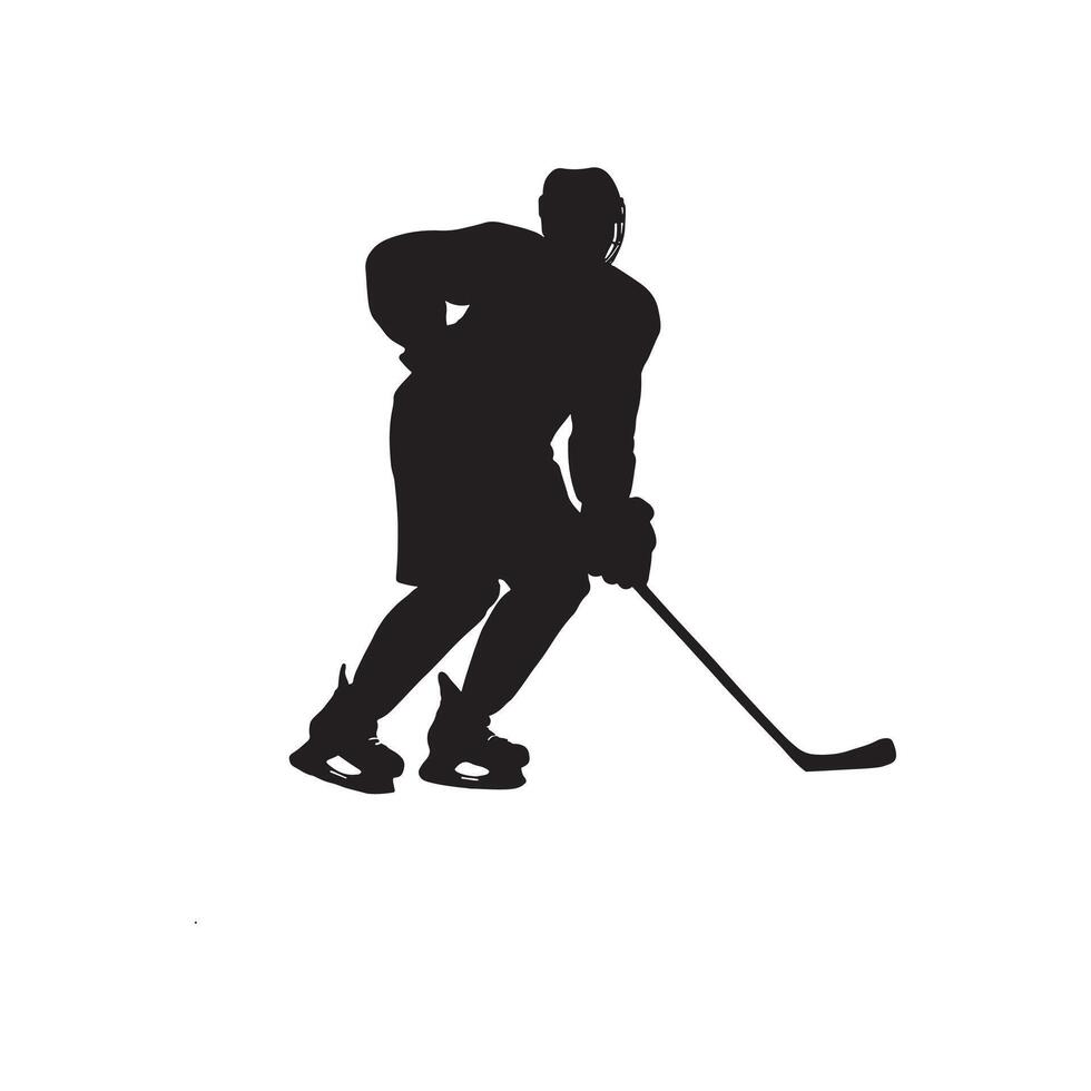 A silhouette of a hockey player holding a stick vector