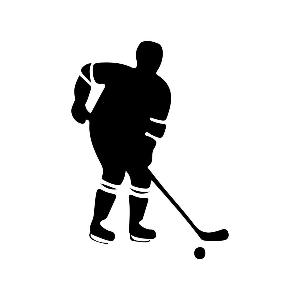A silhouette of a man playing hockey on a white background vector
