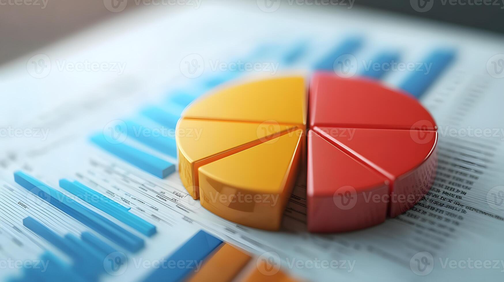 3D Pie Chart and Bar Graph on Financial Report photo