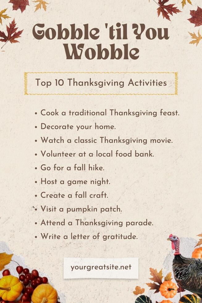 Top 10 Thanksgiving Activities template