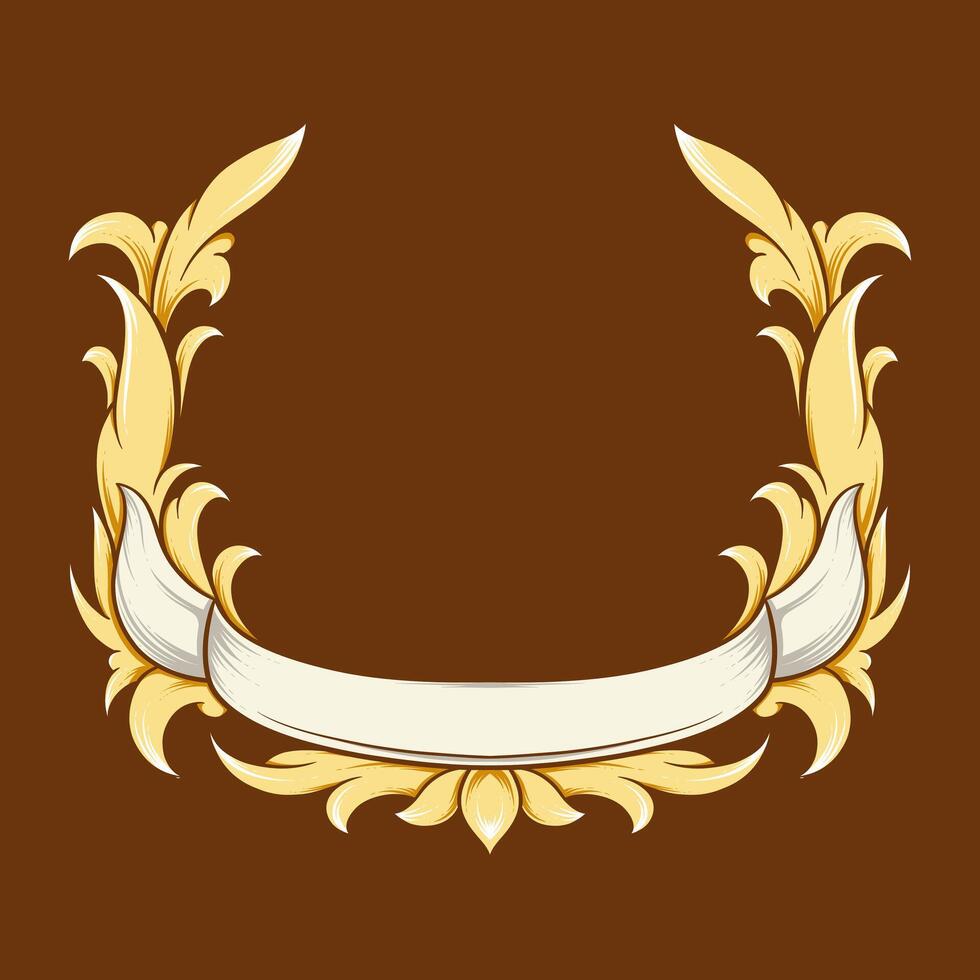 gold vintage frame with ribbon for typography vector