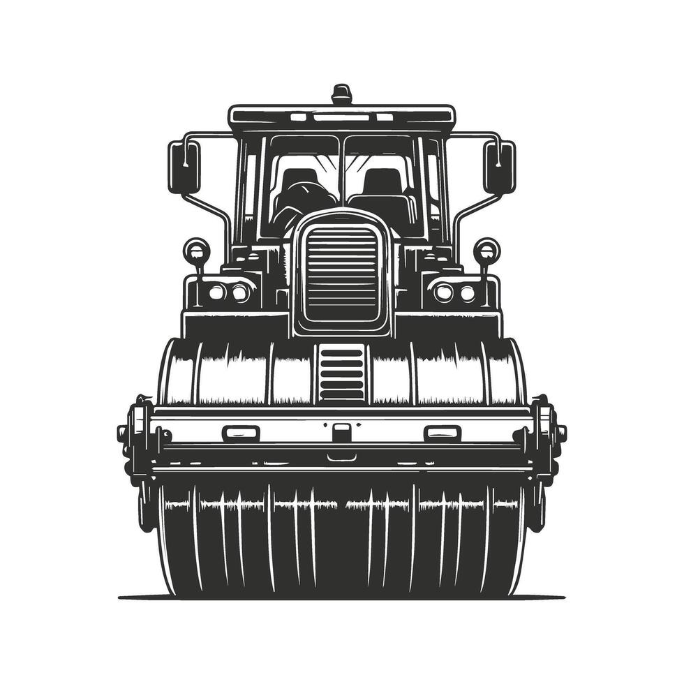 Stylish Monochrome Steamroller on White Background vector