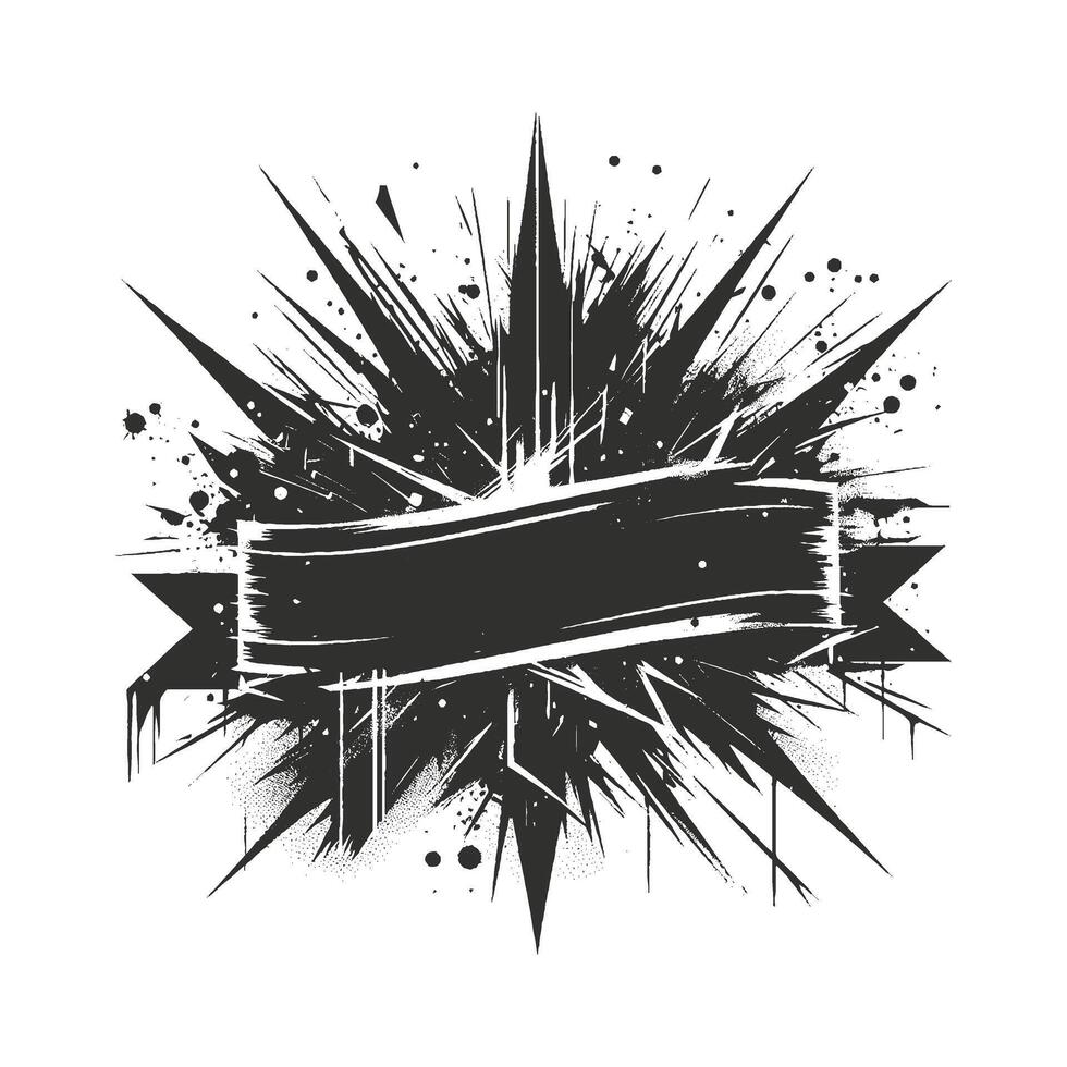 Artistic Black Stroke Banners with Distressed Design vector